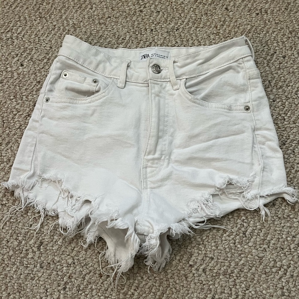 ZARA White Denim Shorts